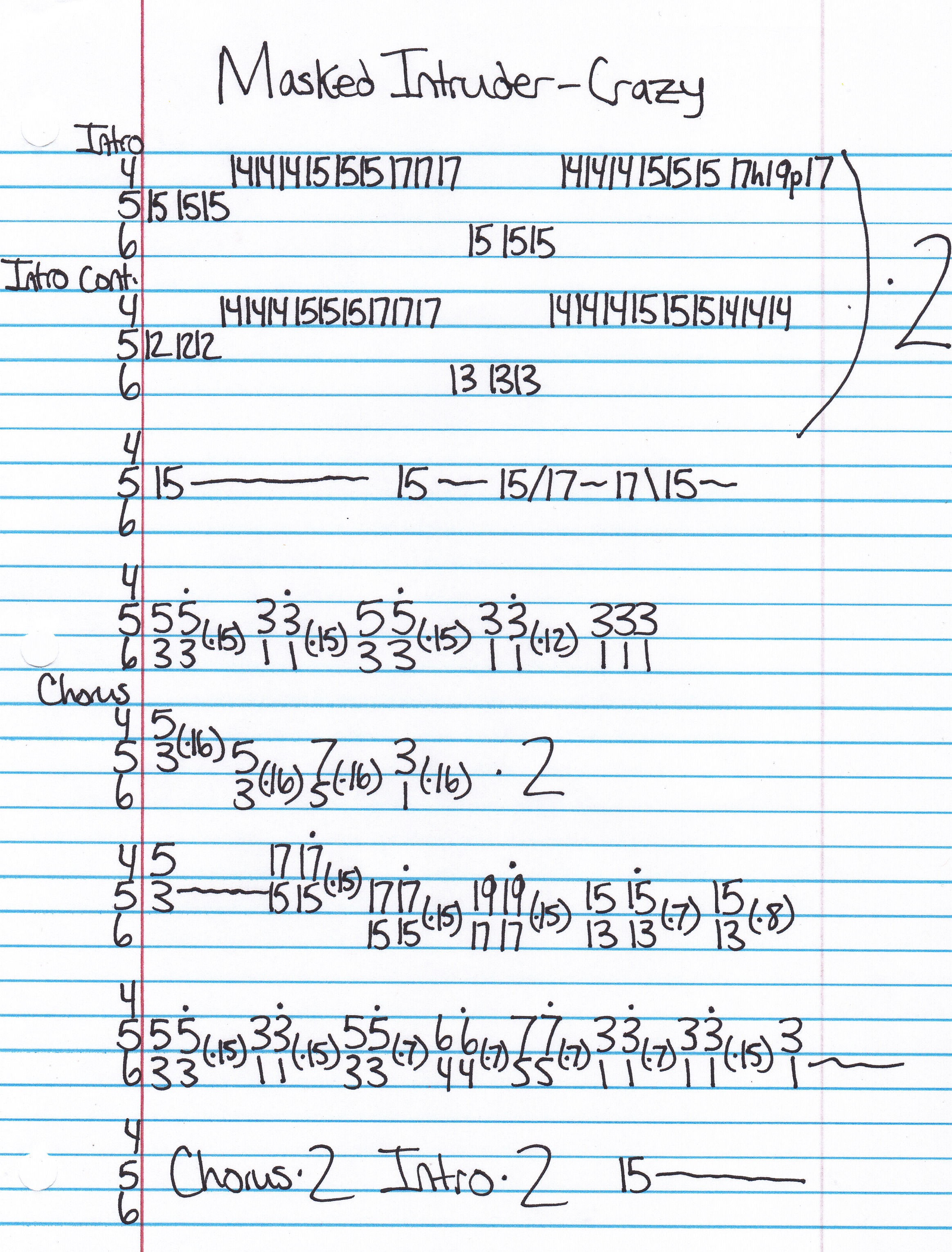 High quality guitar tab for Crazy by Masked Intruder off of the album Masked Intruder. ***Complete and accurate guitar tab!***